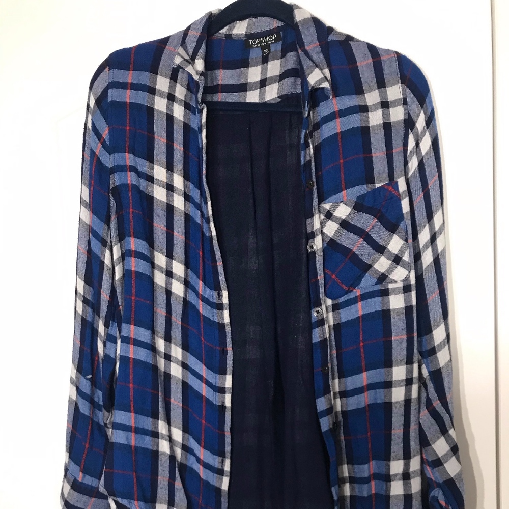 Topshop Blue Flannel | Size 6
